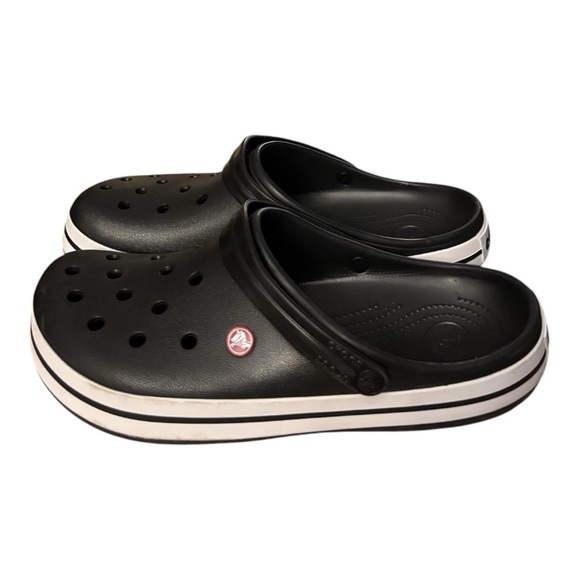 Men’s Black White CrocBand Clogs. - Picture 2 of 7